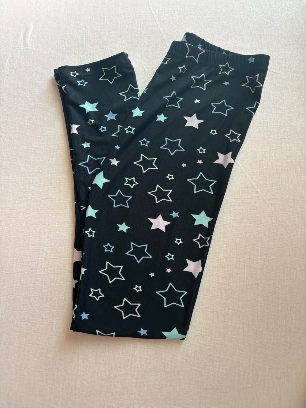 Black Star Print Leggings - Pastel Stars